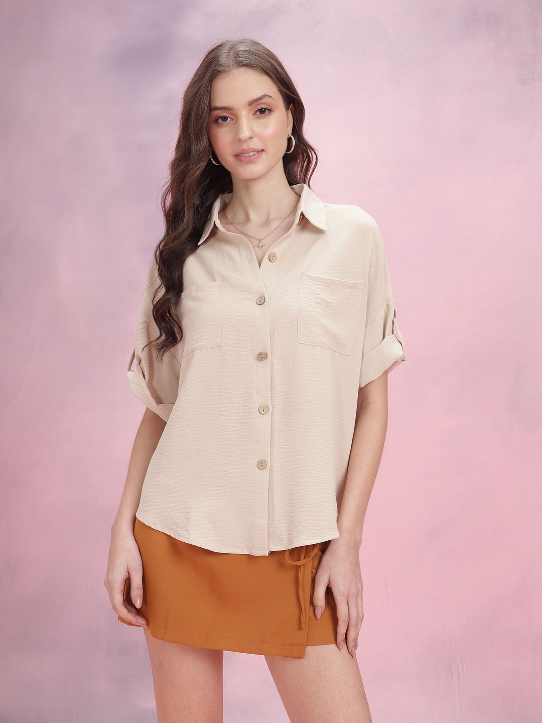 DressBerry Roll-Up Sleeve Oversize Shirt