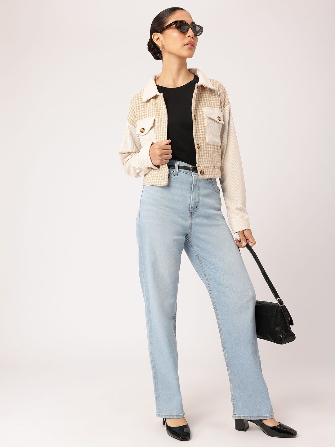 DressBerry Y2K Revival Houndstooth Crop Tailored Jacket