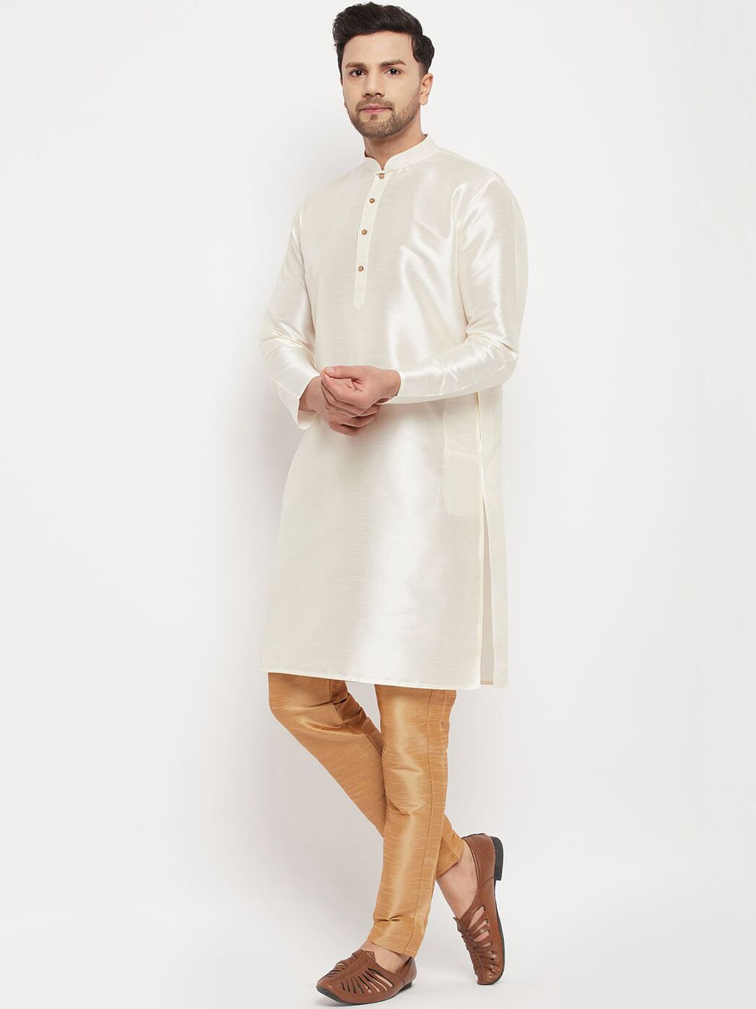 VASTRAMAY Mandarin Collar Straight Kurta