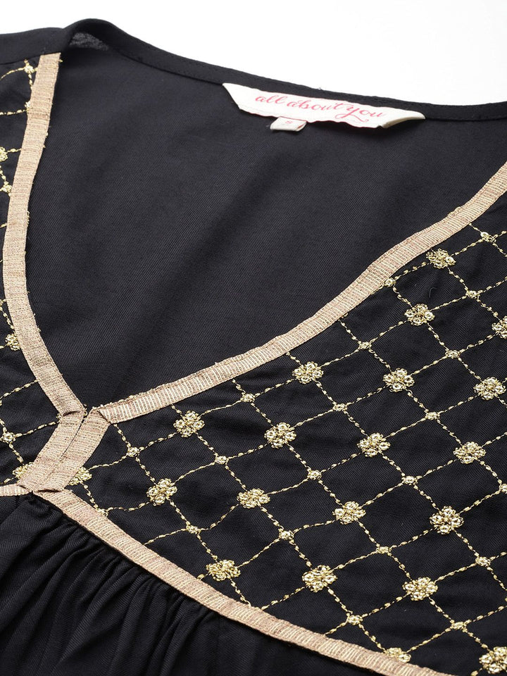 all about you Thread Work & Sequinned Yoke Design Empire Ethnic Dress