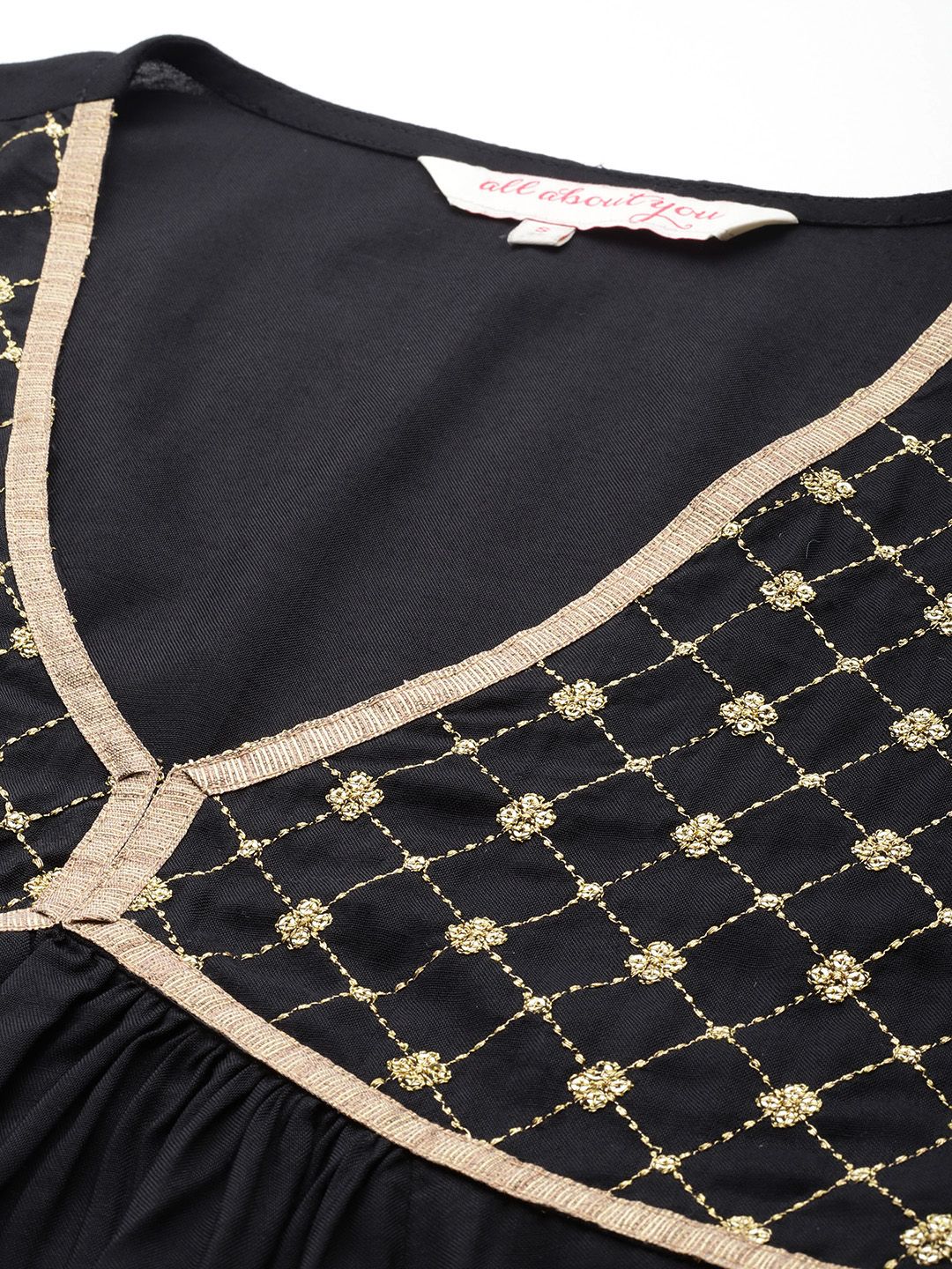 all about you Thread Work & Sequinned Yoke Design Empire Ethnic Dress