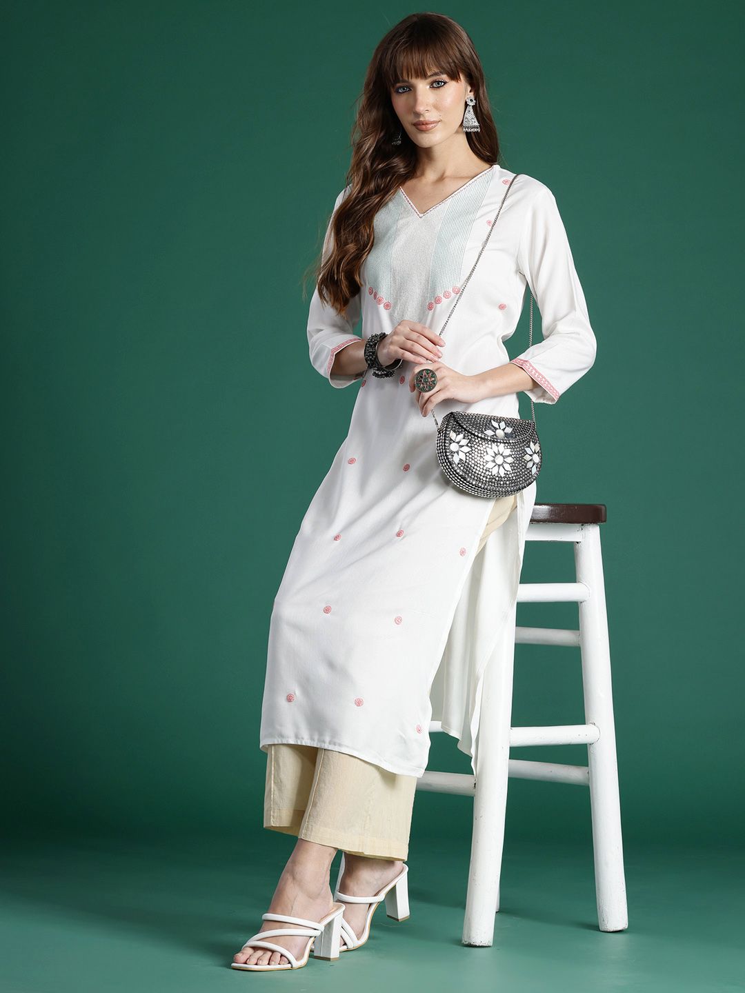 Indo Era Embroidered Thread Work Kurta