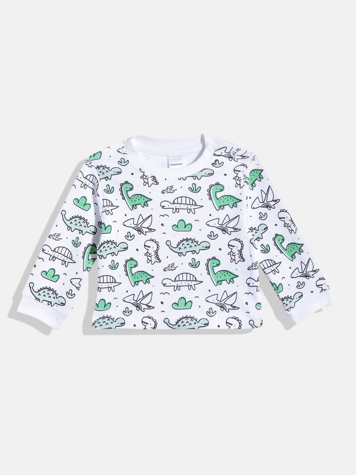 Moms Love Infant Boys Pure Cotton Printed Dungaree With T-Shirt