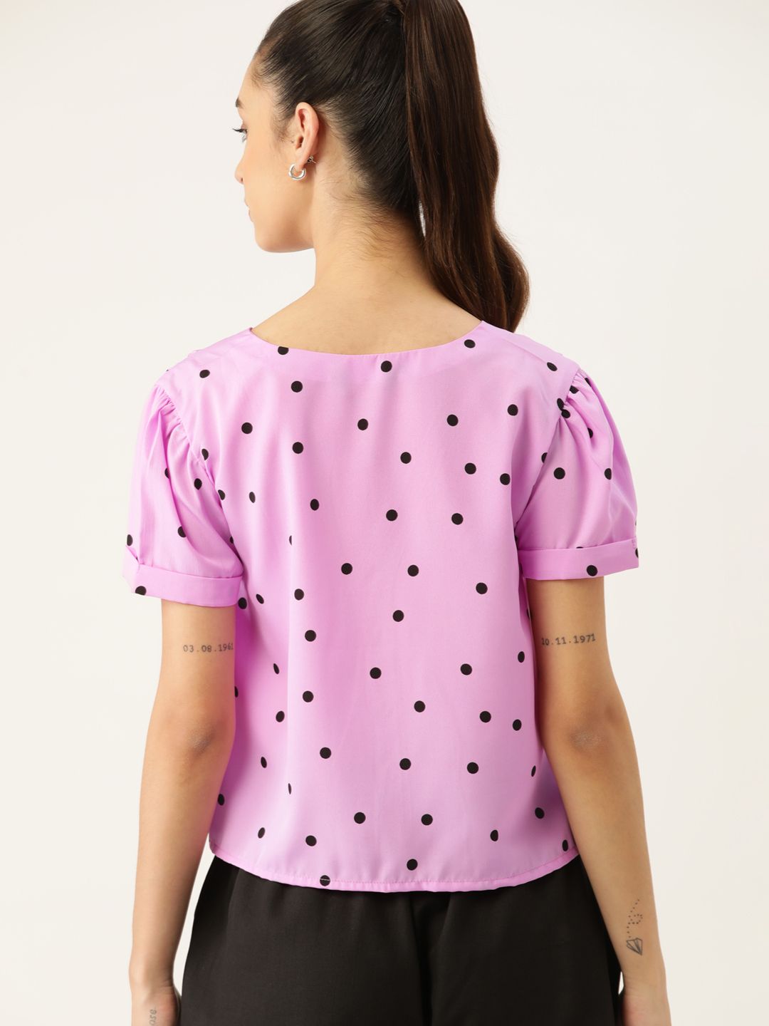 DressBerry Women Pink & Black Print Shirt Style Top