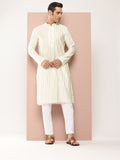 See Designs Embroidered Sequinned Chanderi Silk Kurta with Pyjamas