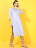 Vishudh Women Blue Ethnic Motifs Printed Kurta