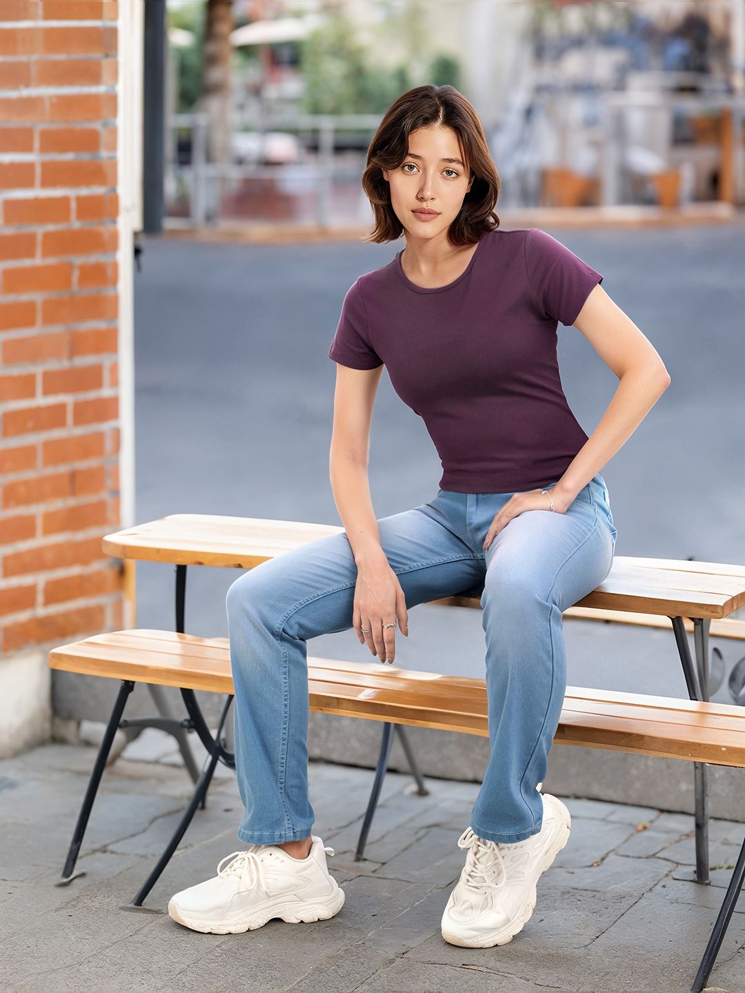 DressBerry Round-Neck Crop Fitted Top