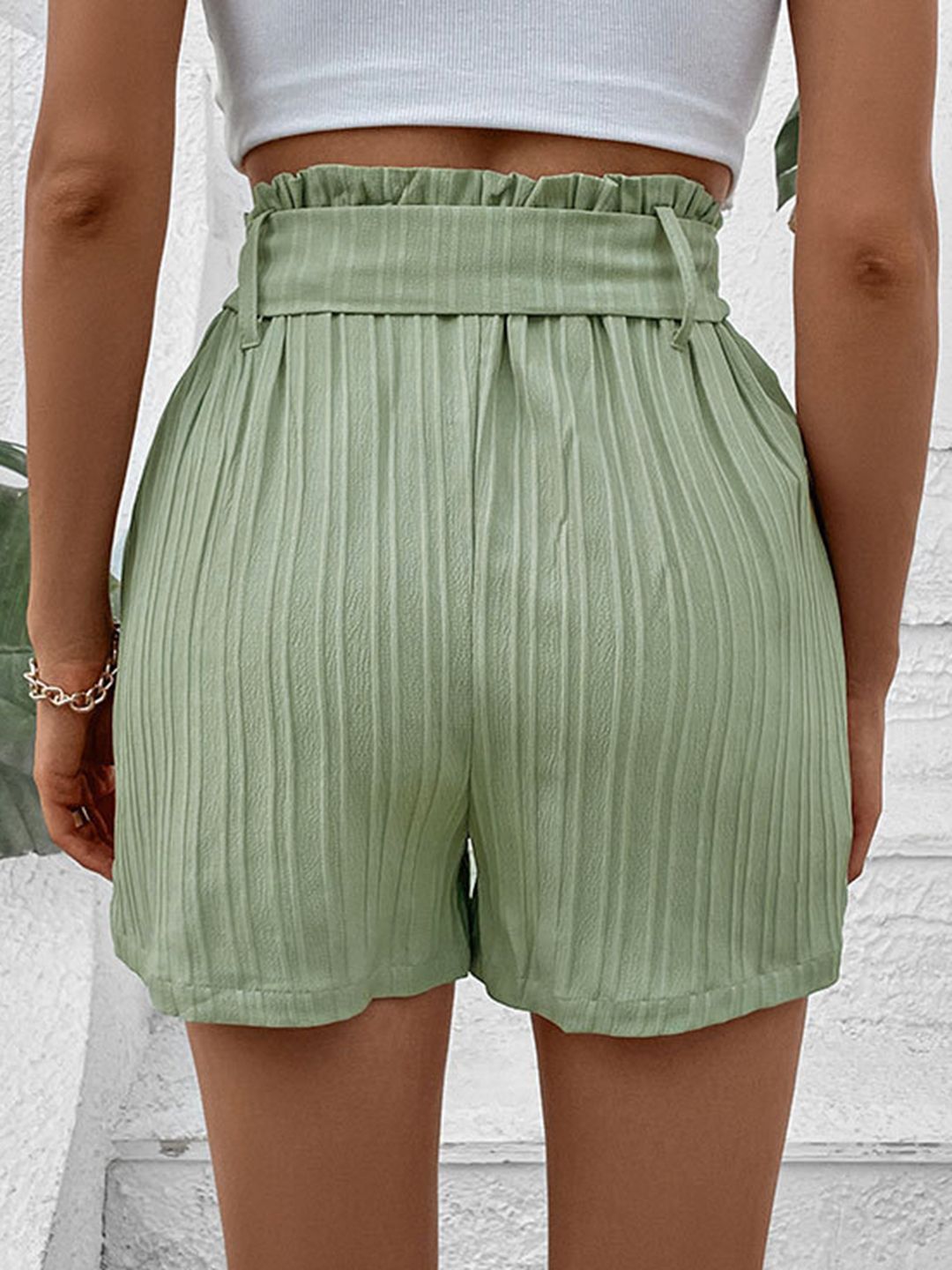 DressBerry Women Crinkled Shorts with Belt