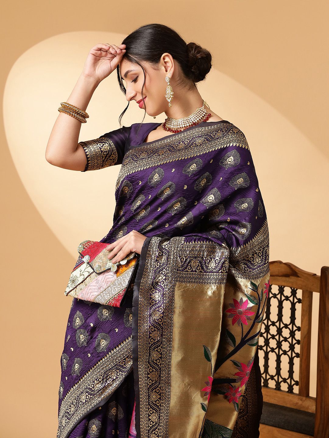 KALINI Ethnic Motifs Zari Paithani Saree