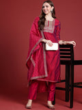 Anouk Women Ethnic Motifs Zari Work Yoke Design Regular Kurta With Trousers & Dupatta