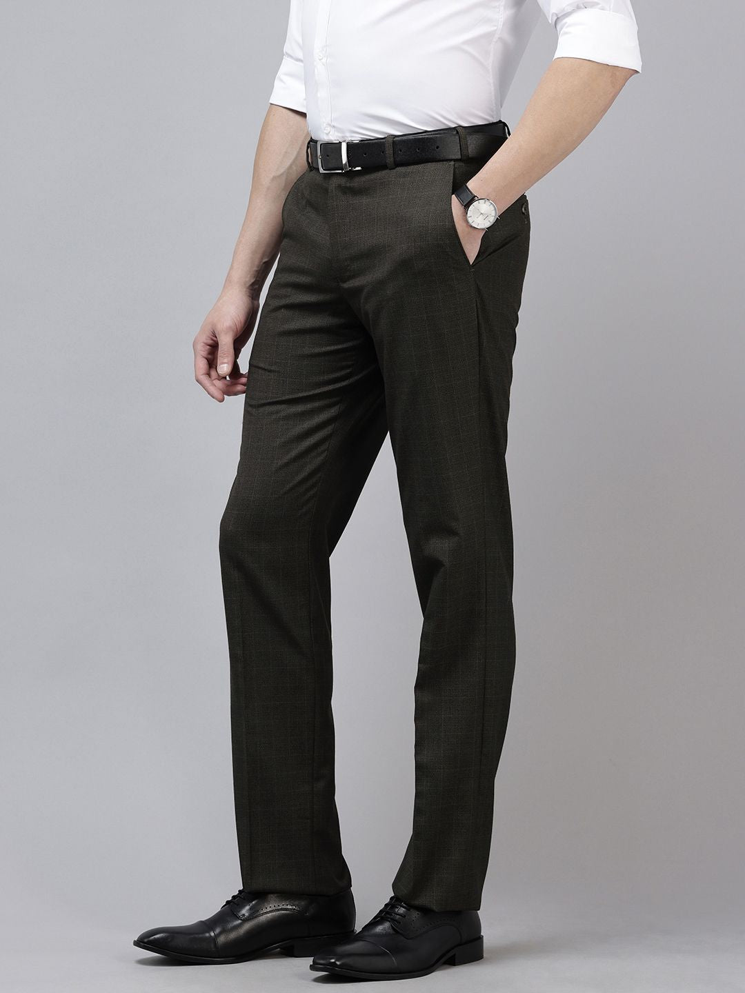 Park Avenue Men Checked Formal Trousers