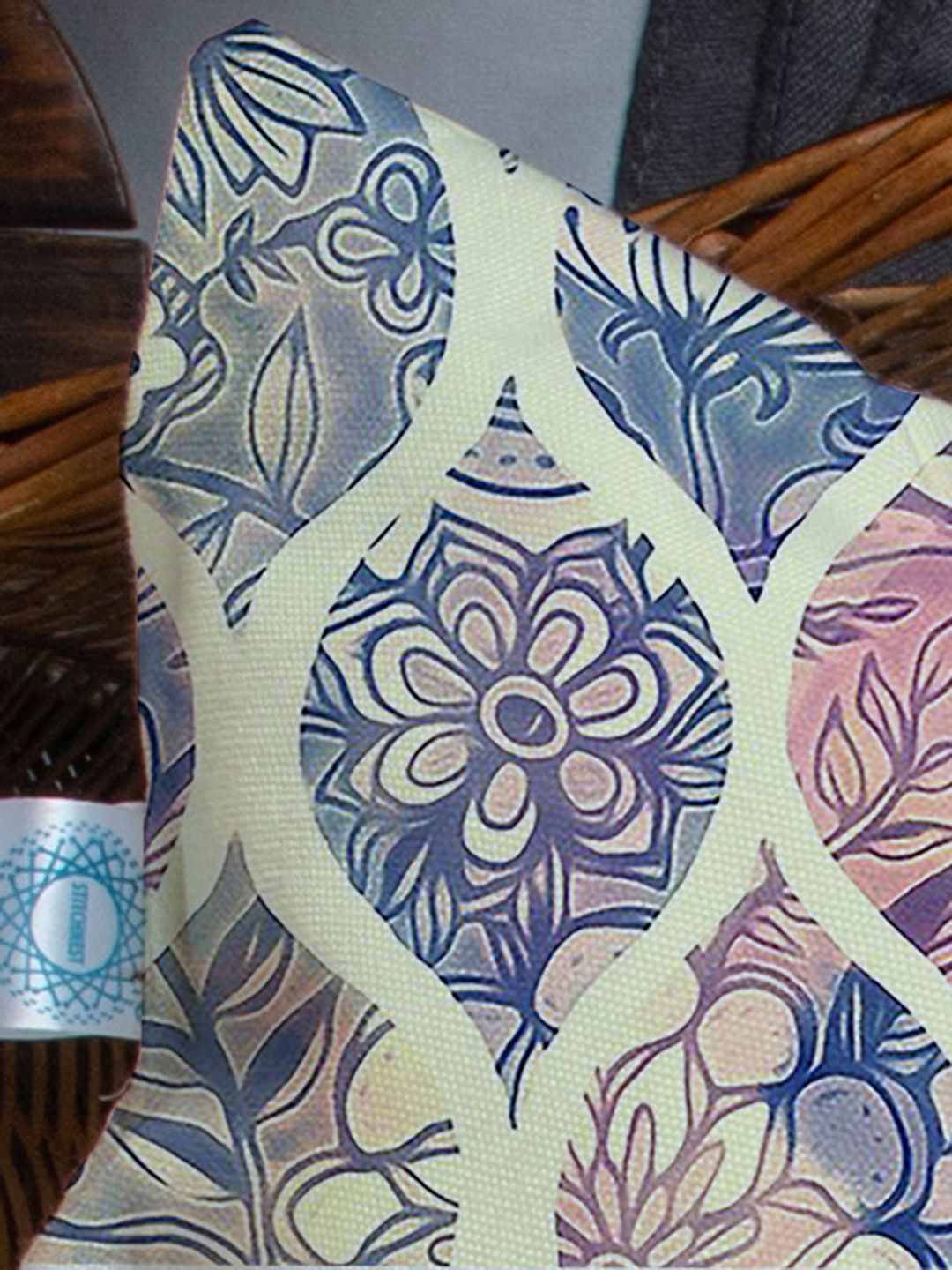 STITCHNEST Set Of 2 Blue & Cream-Coloured Geometric Square Cushion Covers