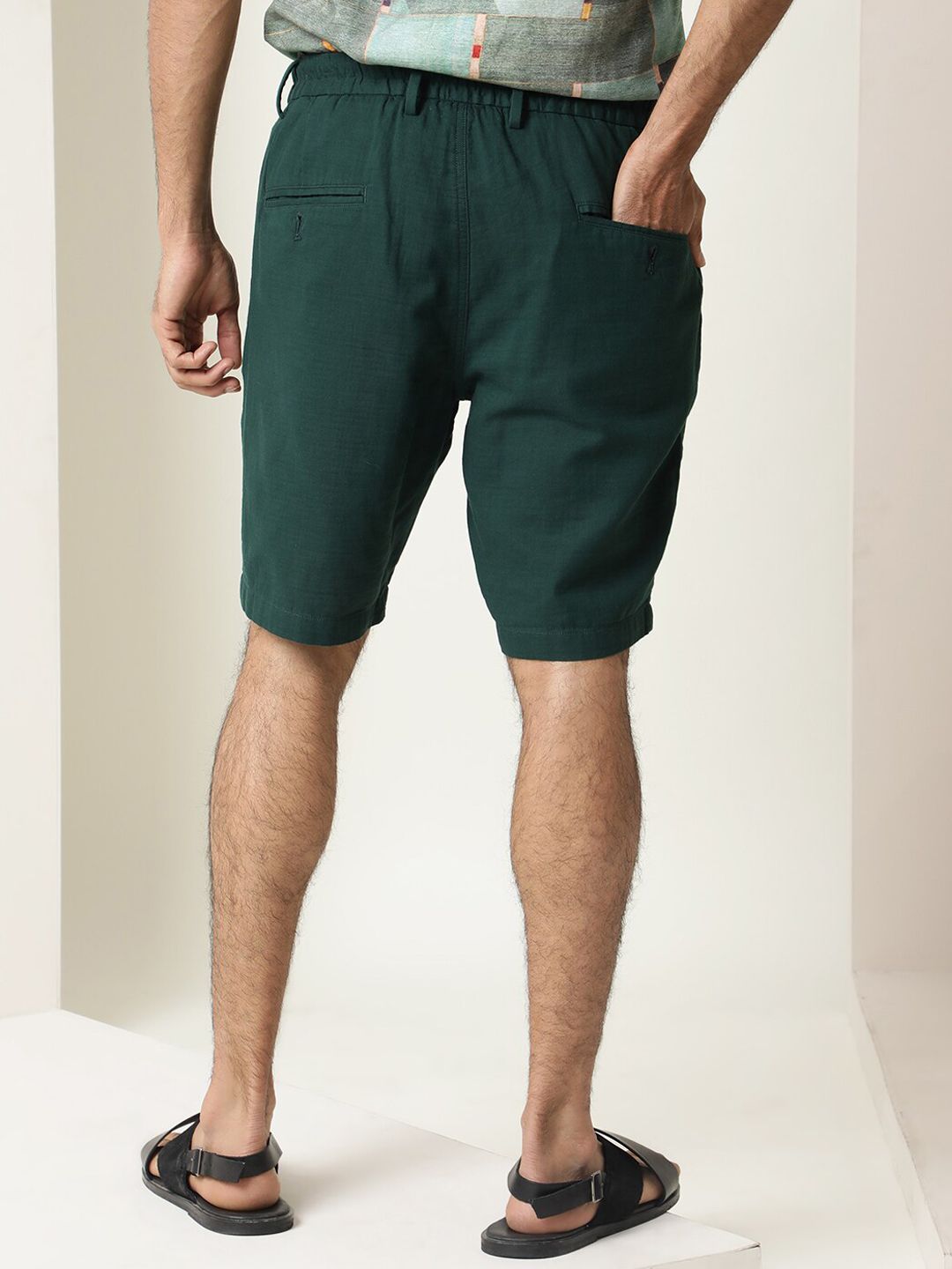 RARE RABBIT Men Pinto Slim Fit Mid-Rise Cotton Shorts
