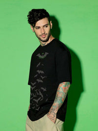 Bewakoof Men Black Batman Printed Pure Cotton Oversized T-shirt