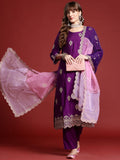 Indo Era Ethnic Motifs Embroidered Kurta With Trousers & Dupatta