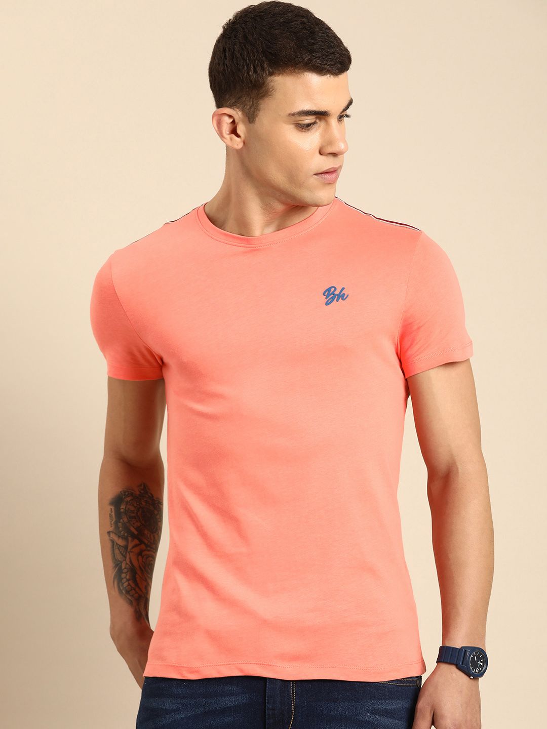 Being Human Pure Cotton Round Neck Casual T-shirt