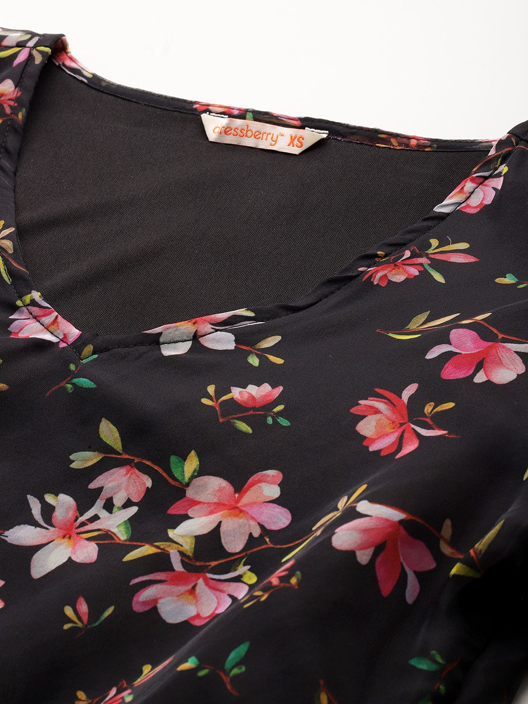 DressBerry Floral Print Puff Sleeves Top