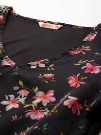 DressBerry Floral Print Puff Sleeves Top