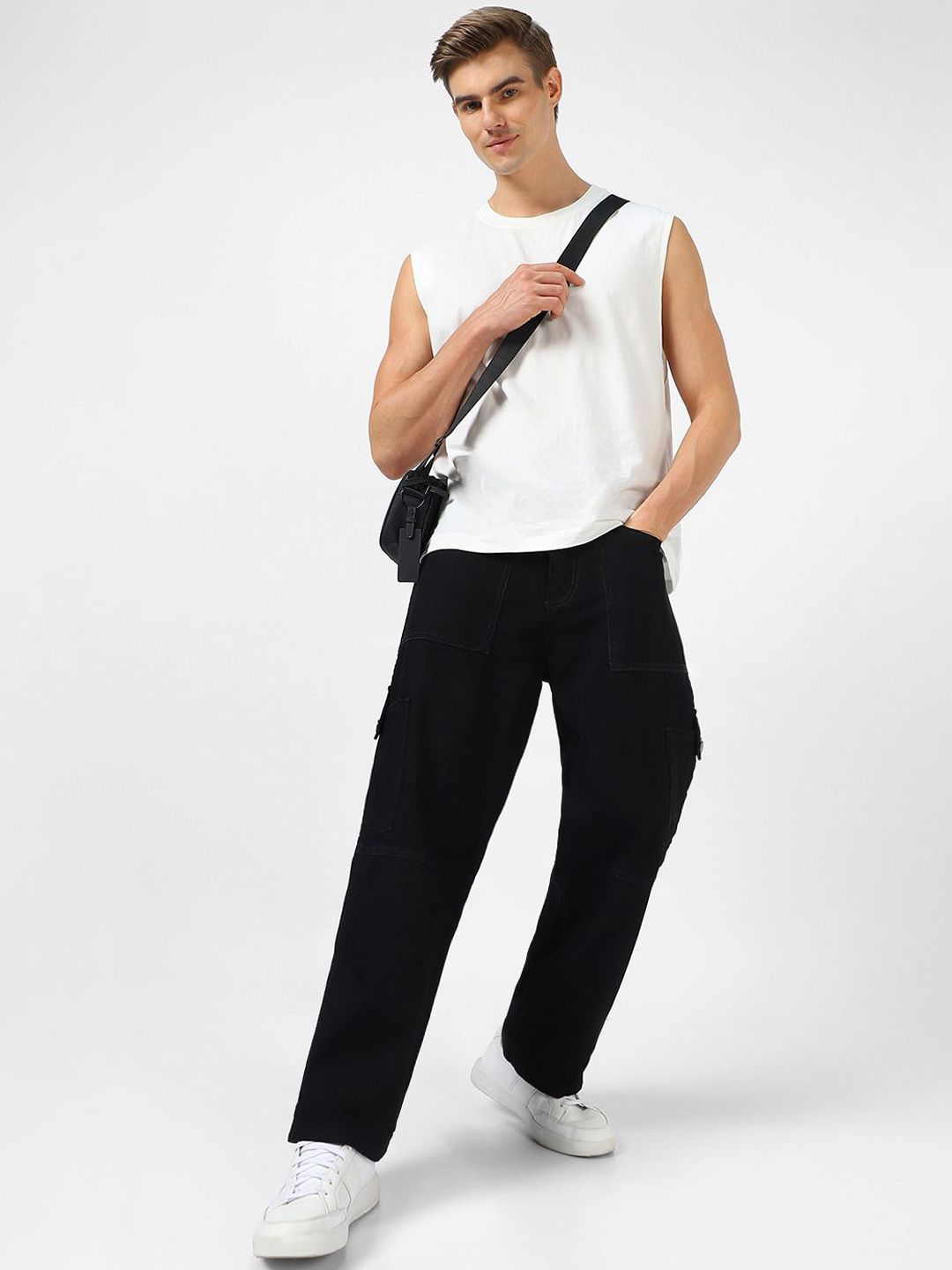 Urbano Fashion Men Loose Pure Cotton Baggy Fit Jeans