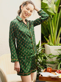 STREET 9 Green Abstract Printed Night Suit