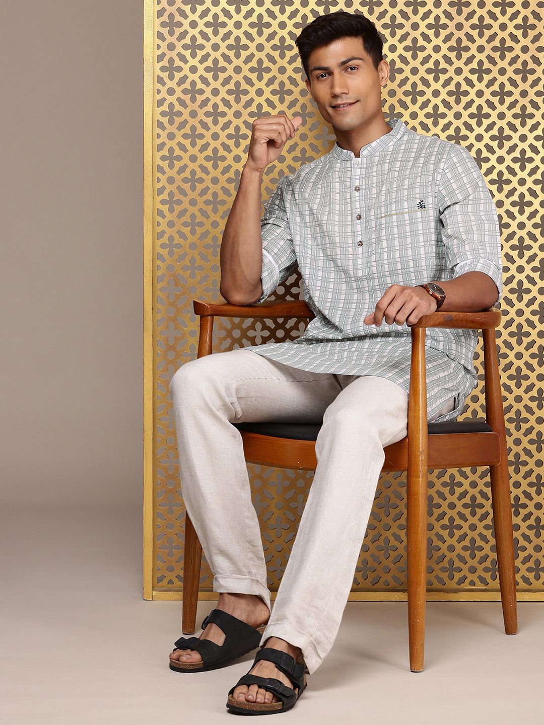 House of Pataudi  Jashn Pure Cotton Checked Kurta