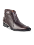 Metro Men Brown Solid Mid-Top Leather Boots