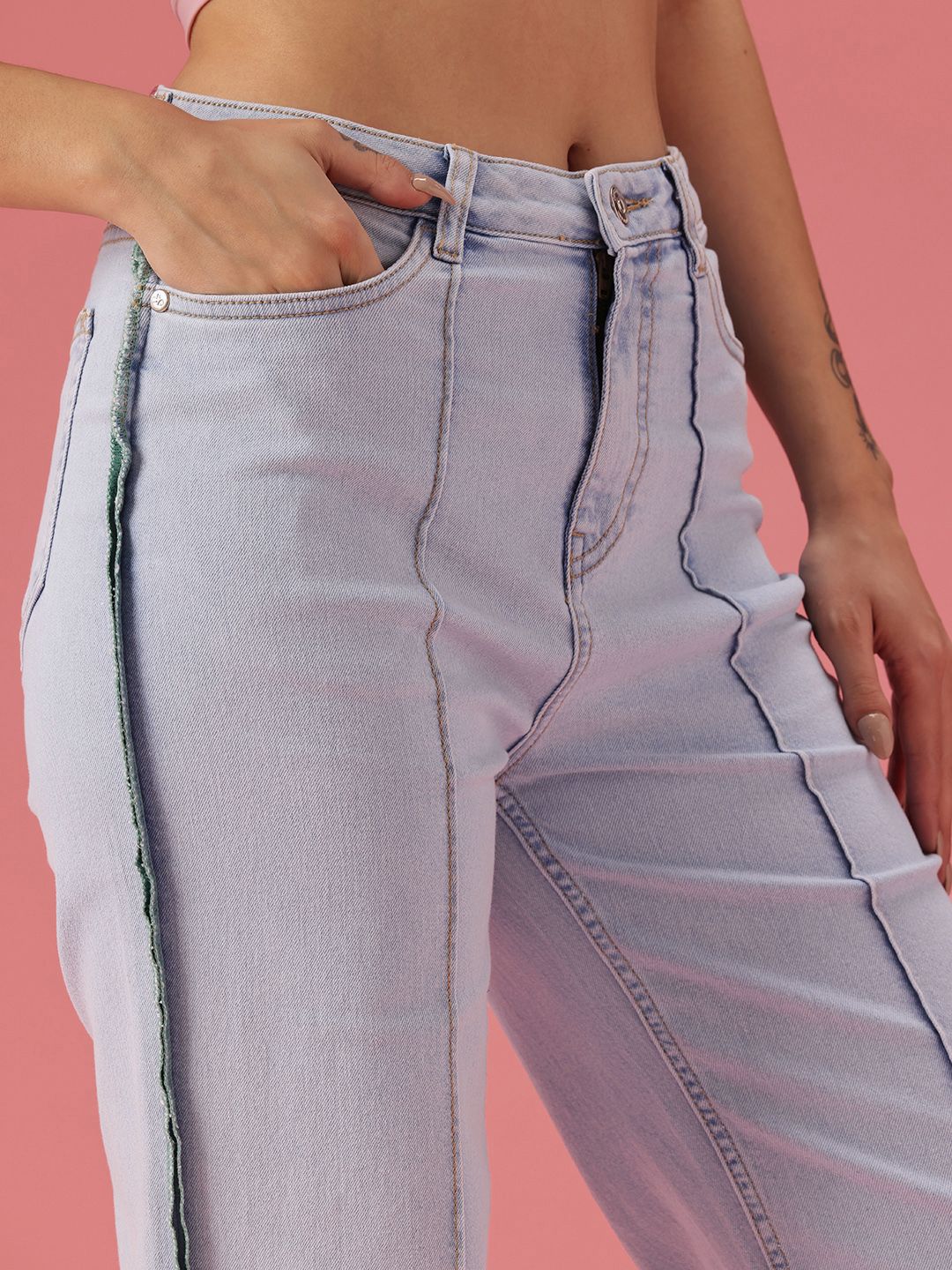 DressBerry Women Straight Fit High-Rise Light Fade Stretchable Jeans