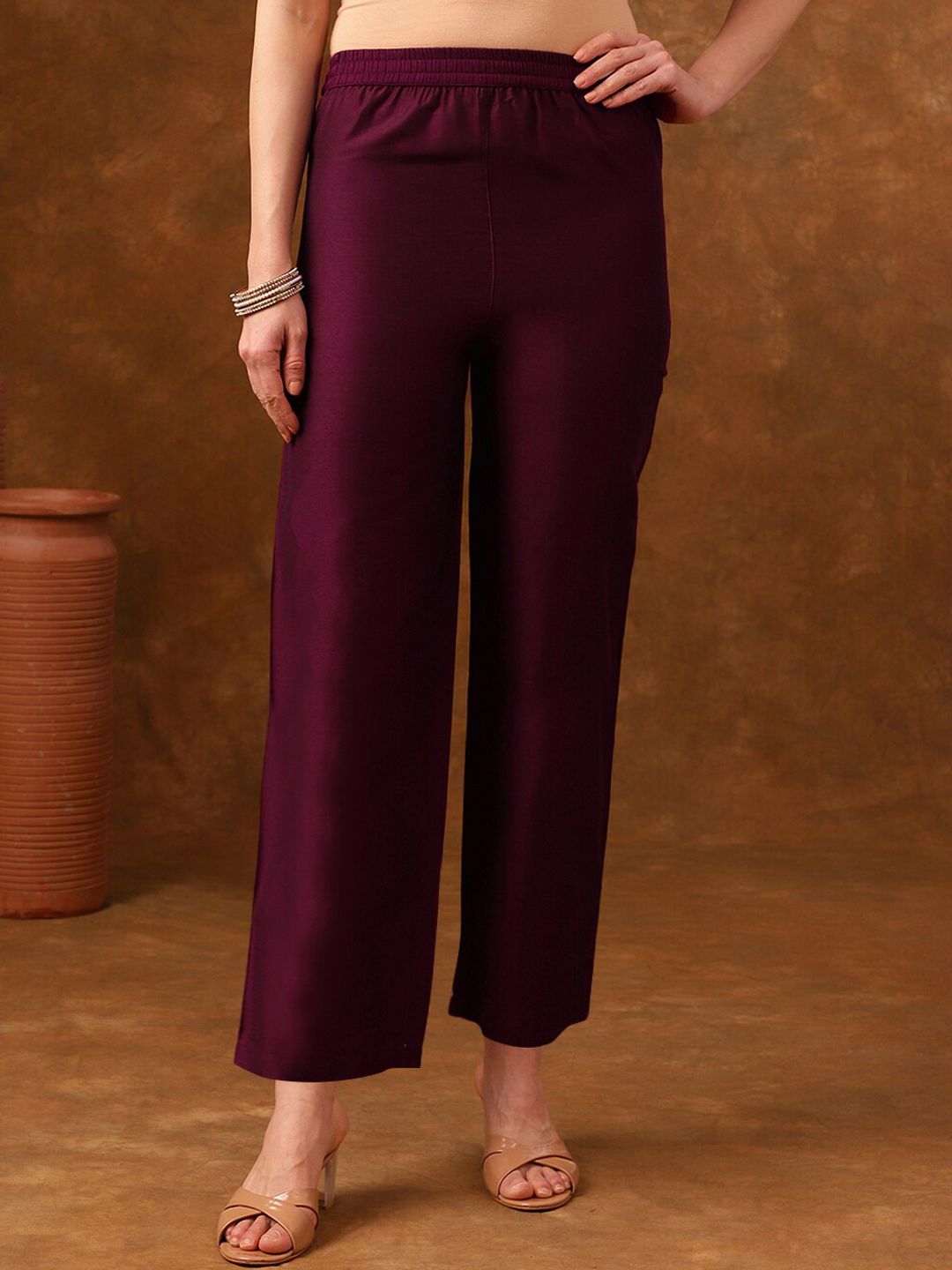 Anouk V-Neck Three-Quarter Sleeves Panelled Kurta with Palazzos