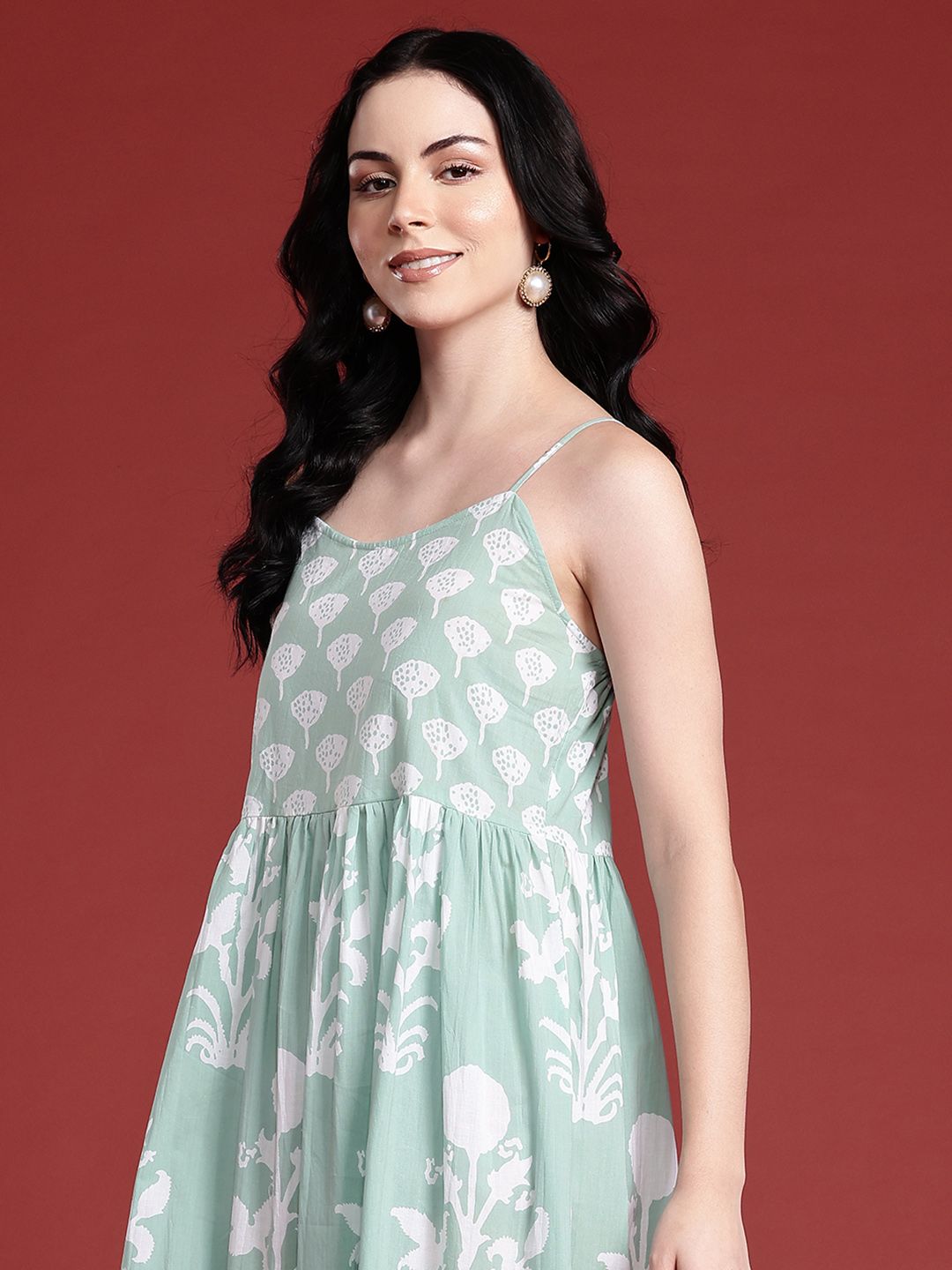 Anouk Floral Printed A-Line Ethnic Dress