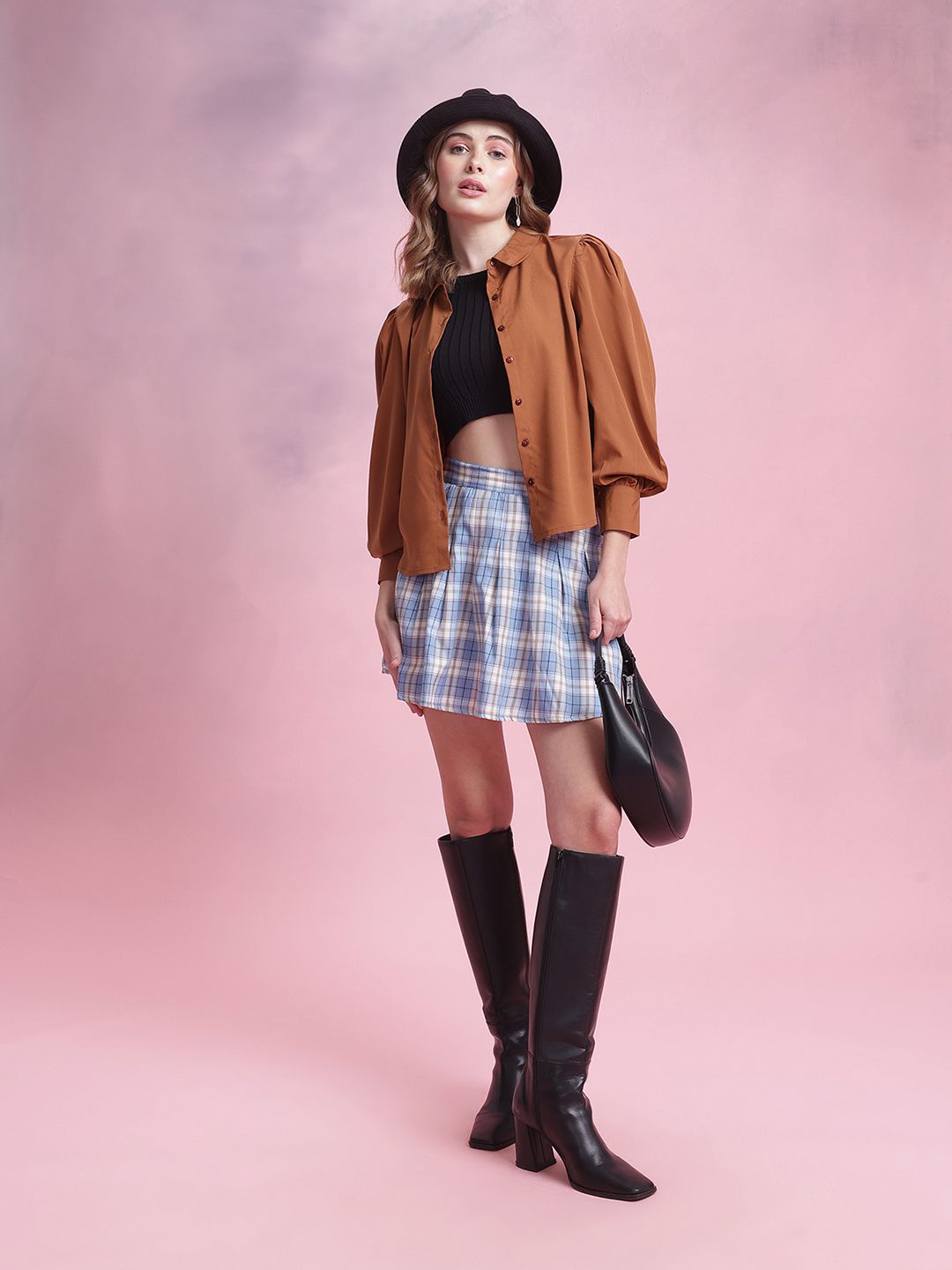 DressBerry Puff Sleeves Solid Shirt