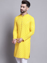 SOJANYA Geometric Embroidered Sequence Mandarin Collar Pure Cotton Kurta