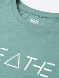 HRX by Hrithik Roshan Men Green Printed Bio-Wash Yoga Pure Cotton T-shirt