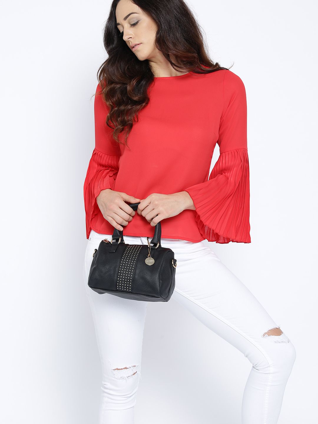 Lino Perros Black Solid Handheld Bag