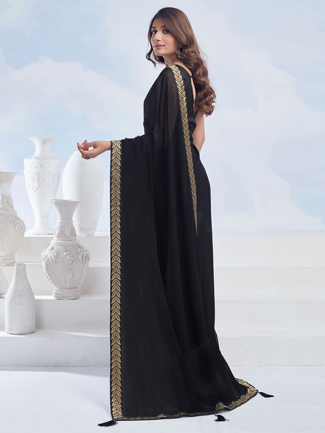 KALINI Woven Design Pure Georgette Saree