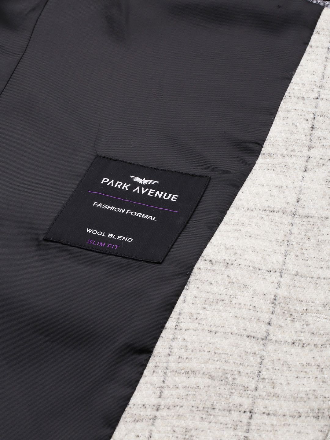 Park Avenue Notched Lapel Single Breasted Checked Slim Fit Formal Blazer