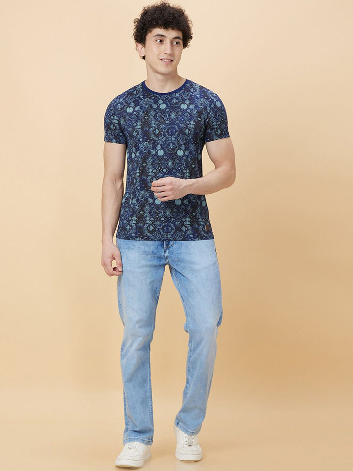 Being Human Men Abstract Printed Round Neck T-shirt