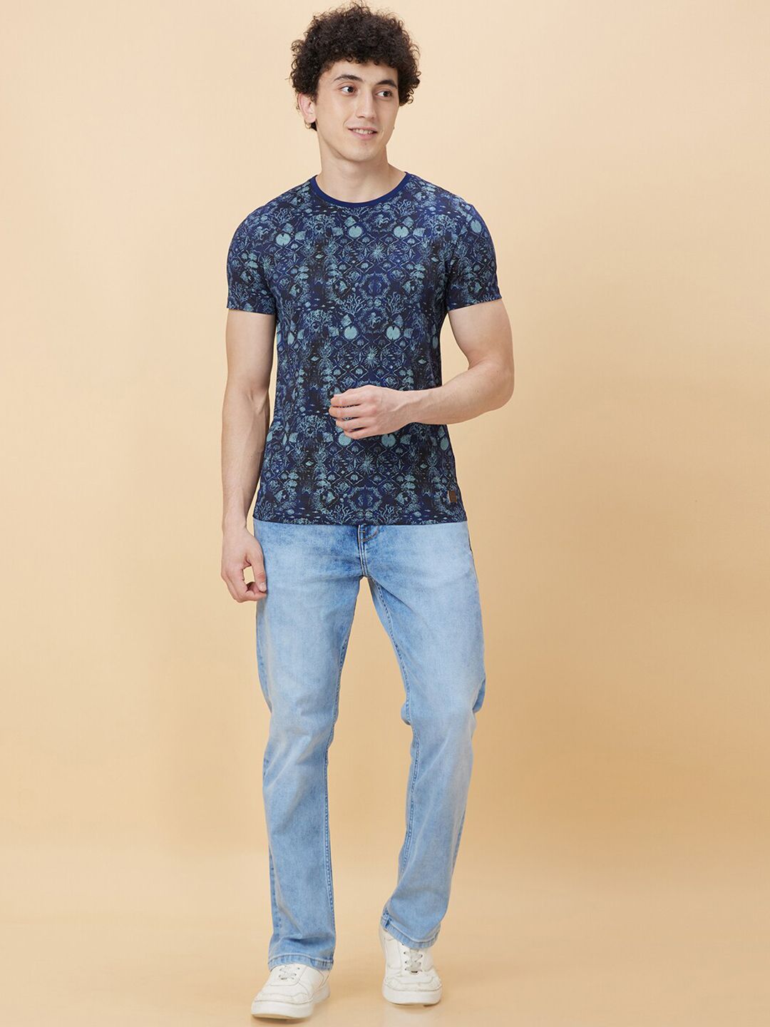 Being Human Men Abstract Printed Round Neck T-shirt