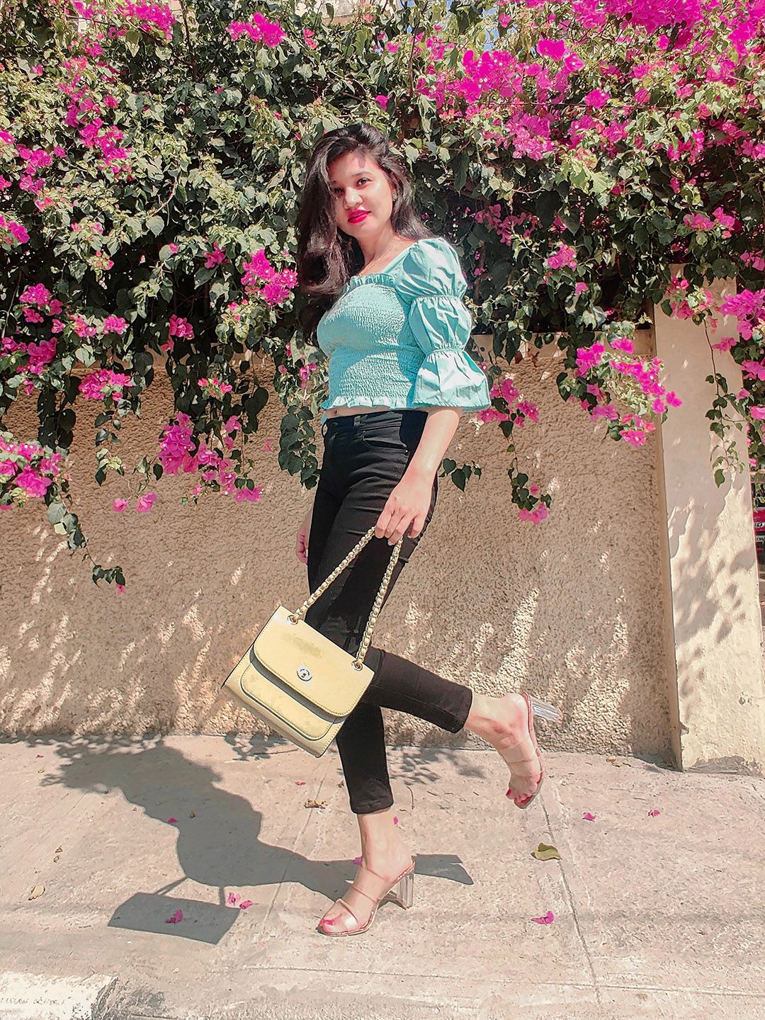 STREET 9 Green Smocked Fitted Pure Cotton Top