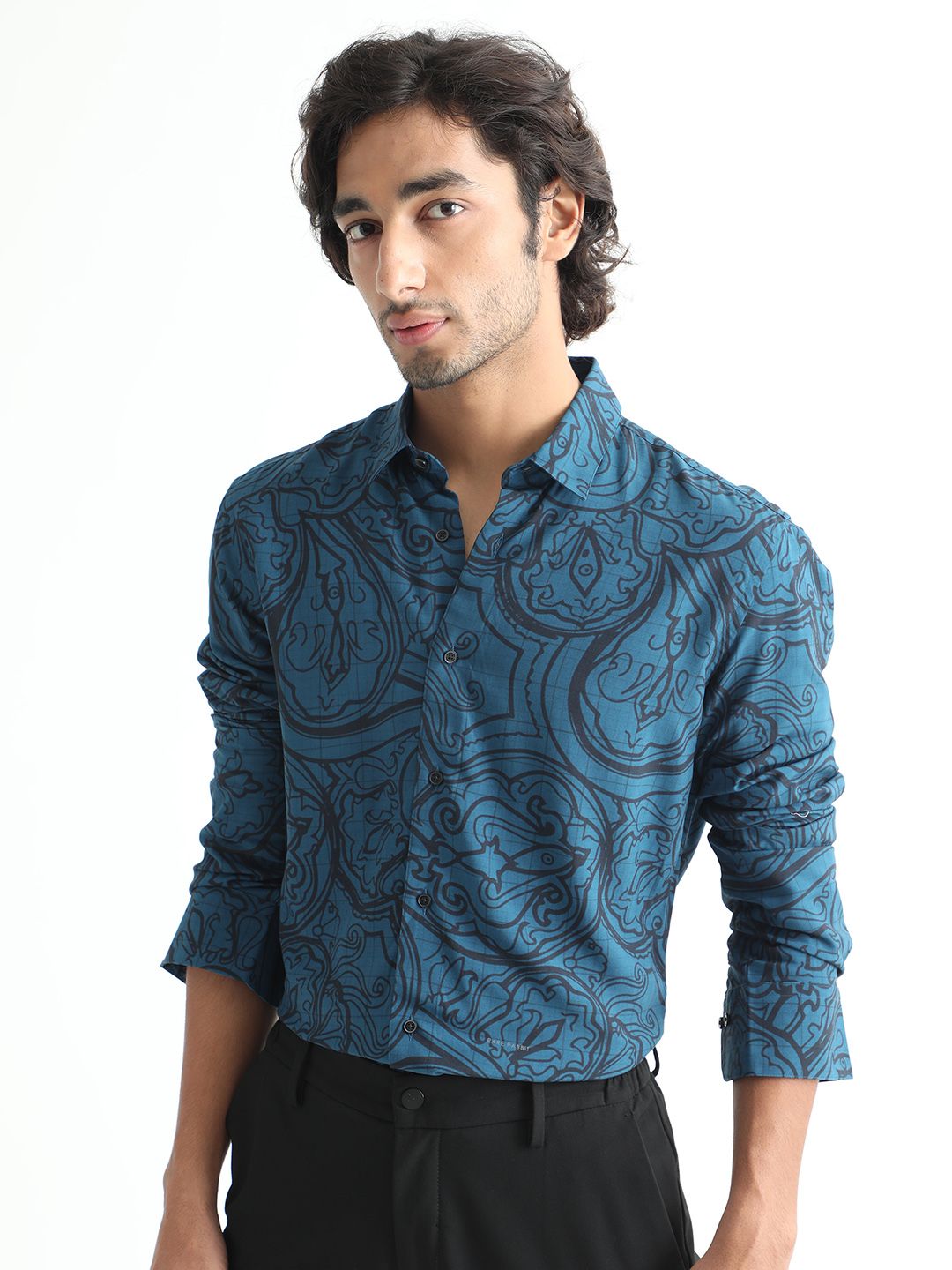 RARE RABBIT Men Paisum Slim Fit Opaque Printed Cotton Shirt