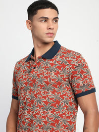THE BEAR HOUSE Men Tropical Printed Slim Fit Polo T-shirt