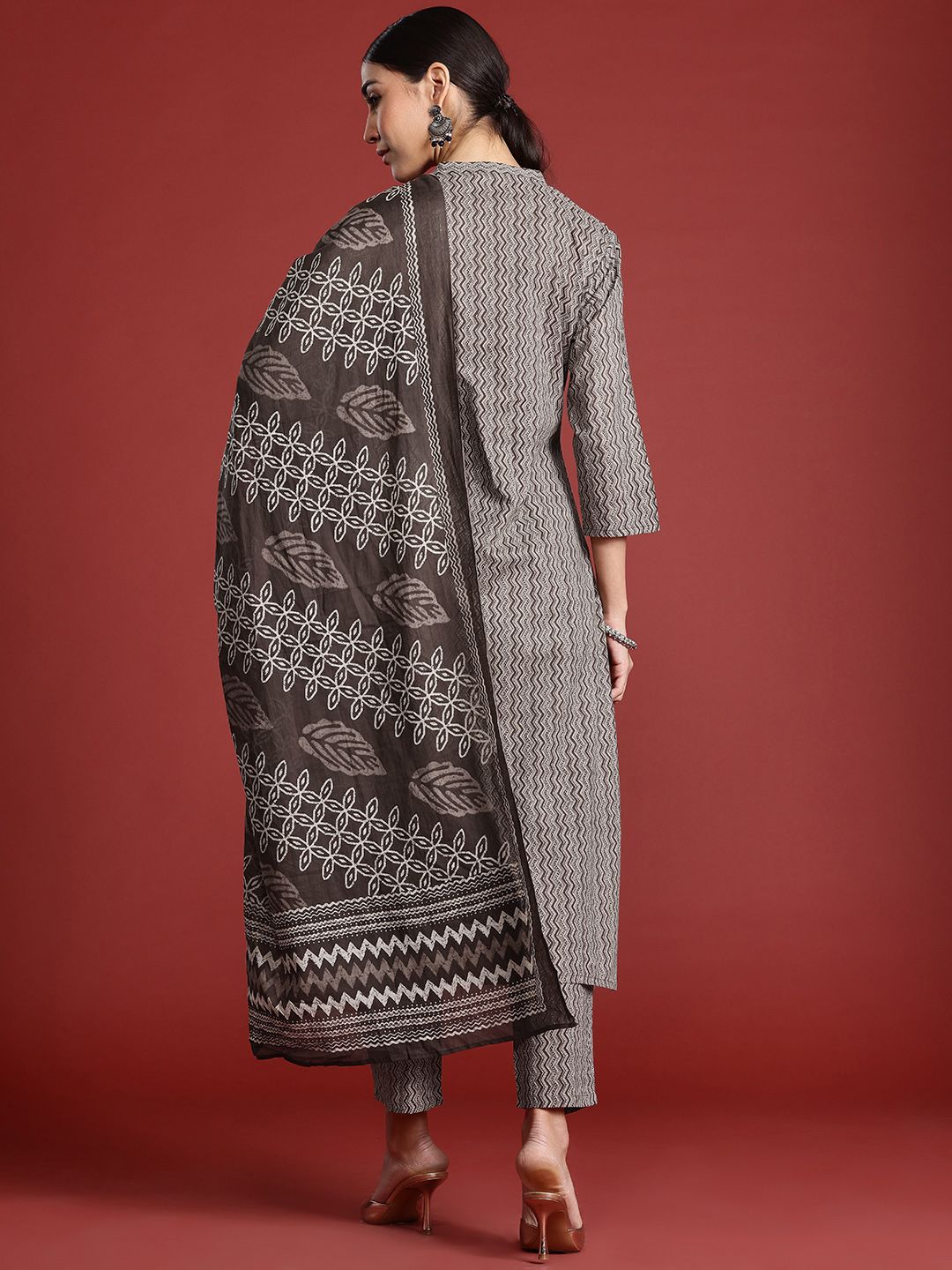 Indo Era Printed Pure Cotton Kurta with Trousers & With Dupatta