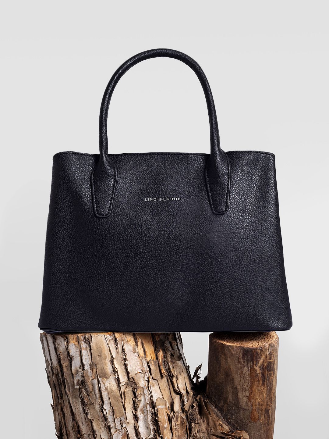 Lino Perros Black Solid Handheld Bag