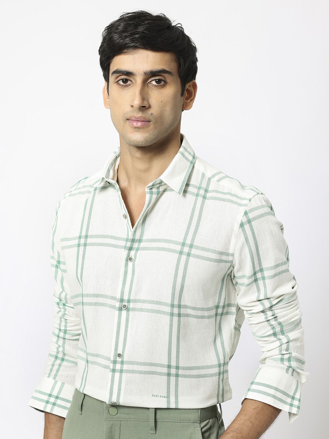 RARE RABBIT Men Solan Slim Fit Tartan Checked Cotton Shirt