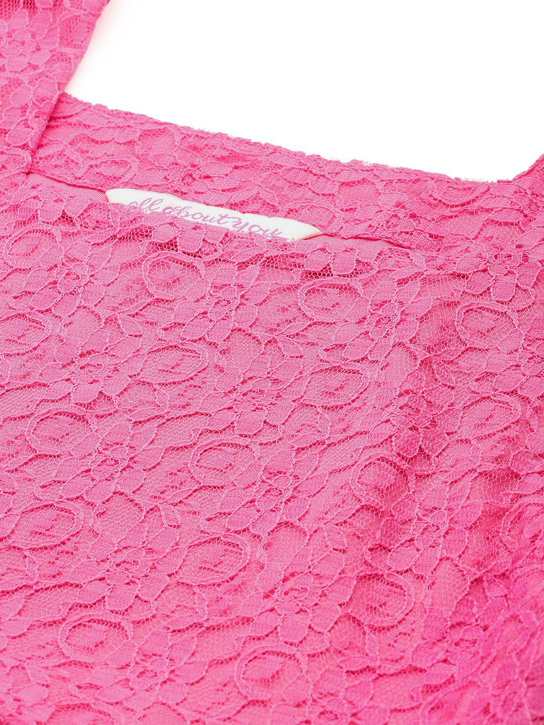 all about you Puff Sleeve Lace A-Line Dress