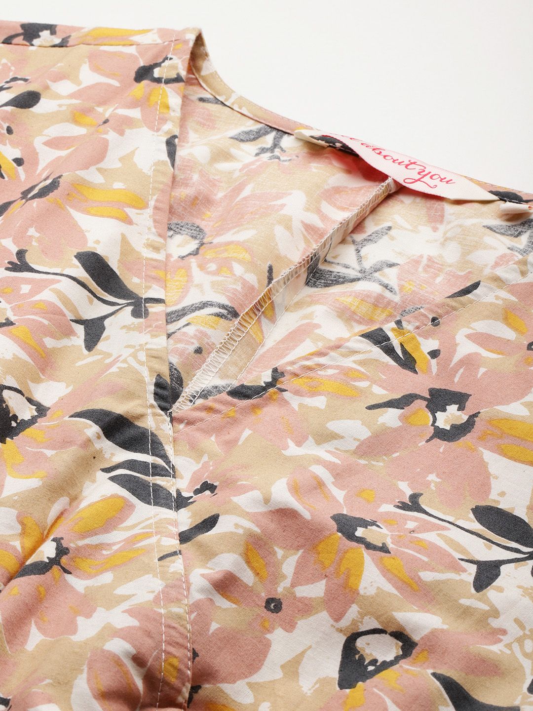 all about you Pure Cotton Floral Print Flared Sleeves Wrap Dress