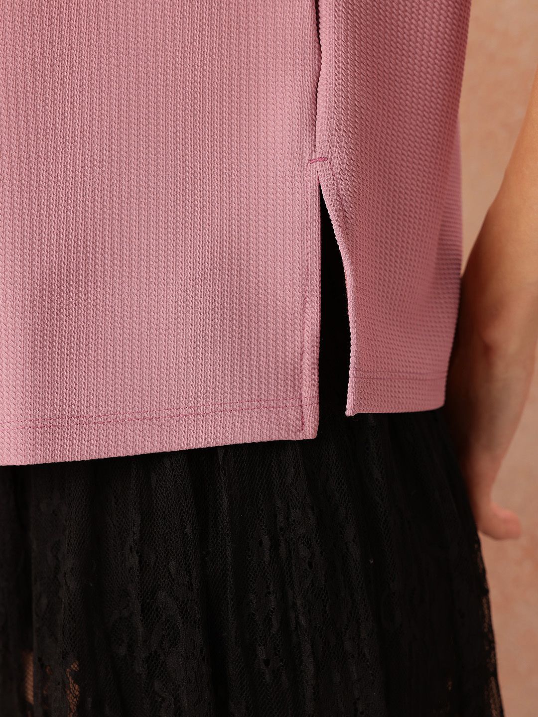 all about you Textured Extended Sleeves Top