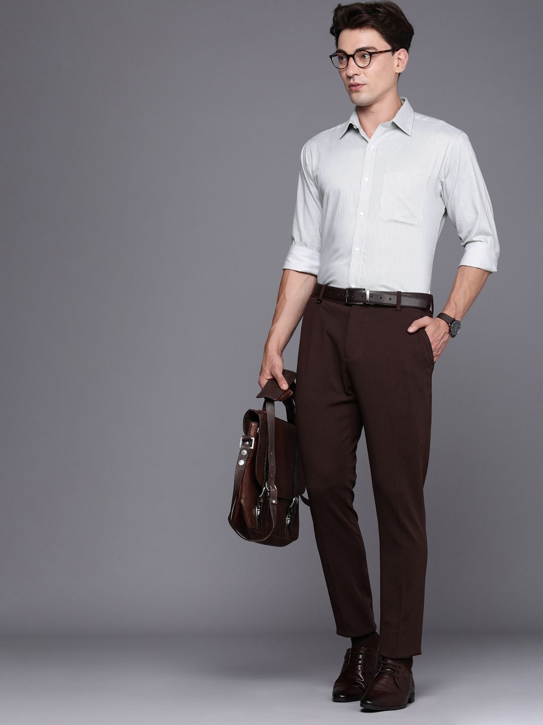 Raymond Self-Striped Slim Fit Pure Cotton Formal Shirt