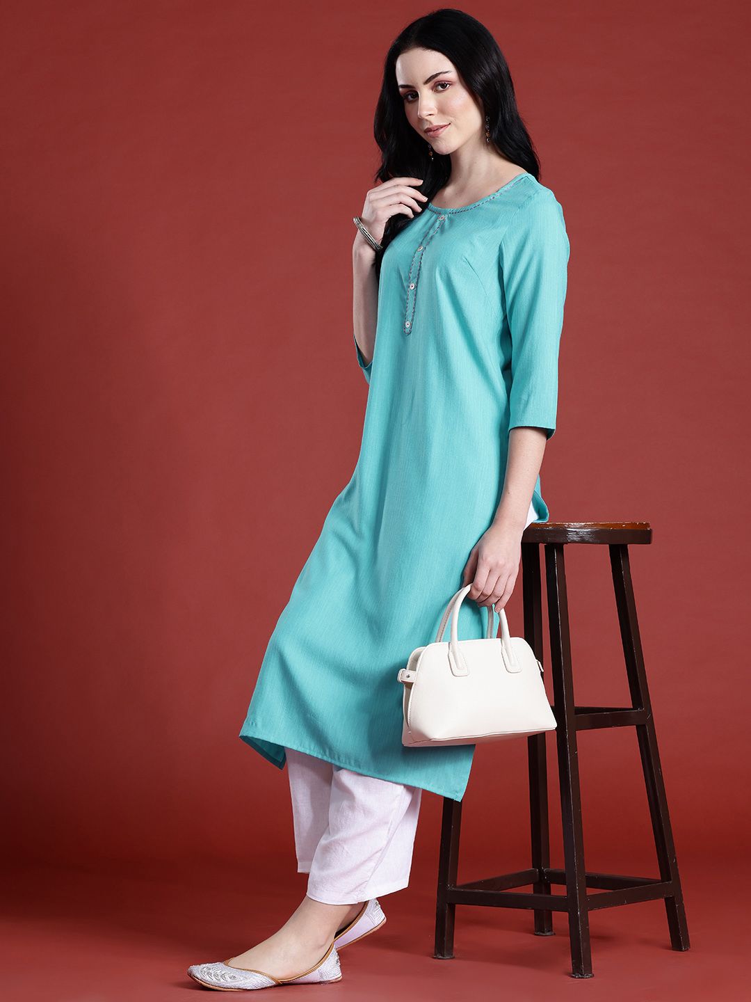 Anouk Solid A-Line Kurta