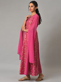 AURELIA Ethnic Motifs Printed Cape Sleeves Maxi Dress