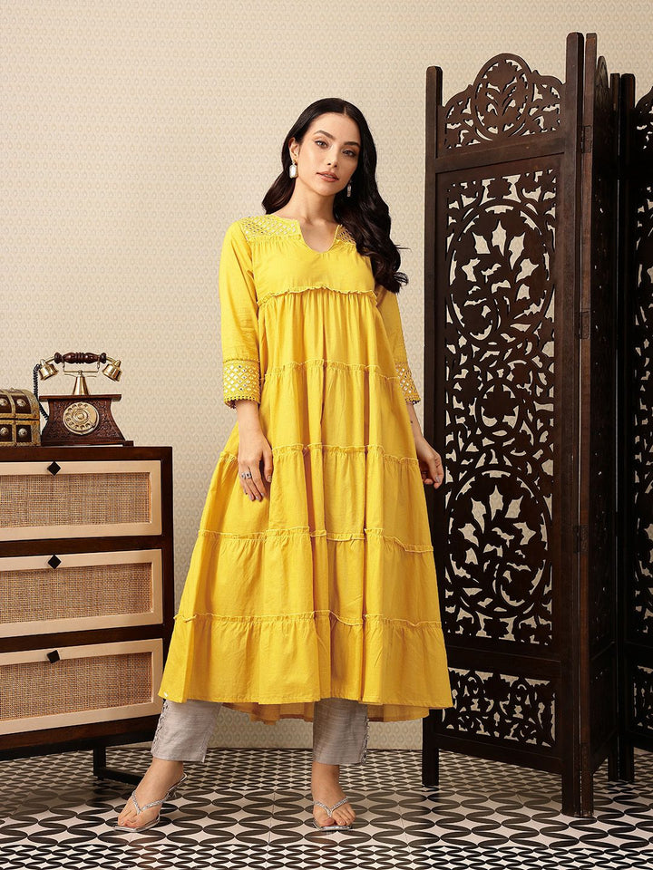 House of Pataudi Mirror Work Tiering Jashn Kurta